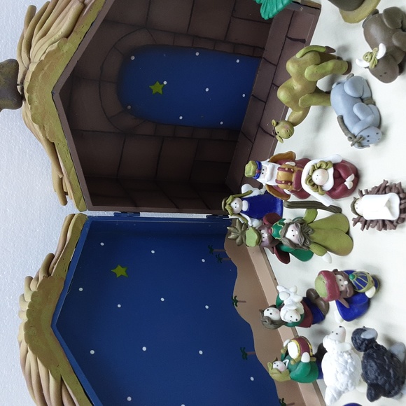 21 Piece Polermer Clay Nativity Manger Camels Sheep Wise Men - Picture 3 of 12